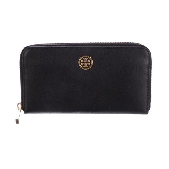 Tory Burch Black Leather Continental Ziparound Wallet GS - Picture 1 of 7